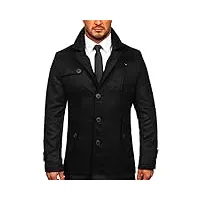 bolf homme manteau trench-coat double rangée elegant col montant haut col a revers impermeable veste longue avec ceinture outdoor style 3127 noir m [4d4]