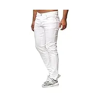 tazzio 16533 jean coupe slim pour homme style stretch denim - blanc - 34 w/ 30 l