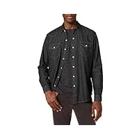 amazon essentials chemise en jean à manches longues coupe régulière homme, noir, xxl