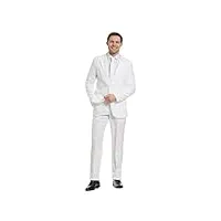 offstream costume de soirée pour hommes - ensemble 2 pièces de couleur unie pour les fêtes à thème avec veste, pantalon et cravate - blanc
