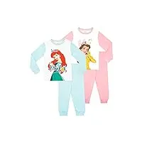 disney ensemble de pyjamas fille paquet de 2 ariel et belle multicolore 5-6 ans