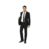 offstream costume de soirée pour hommes - ensemble 2 pièces de couleur unie pour les fêtes à thème avec veste, pantalon et cravate - noir