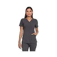 dickies advance solid tonal twist women's dk755 v-neck top with patch pockets