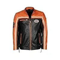 mustang gunner veste en cuir pour homme noir orange 56, noir/orange, 56 cm