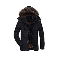 ftcayanz manteau homme hiver parka chaud fourrure casual outdoor blouson amovible capuche noir s