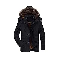 ftcayanz manteau homme hiver parka chaud fourrure casual outdoor blouson amovible capuche noir m