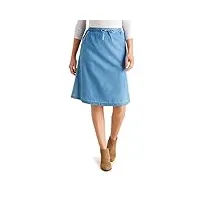 damart - jupe fluide pur coton pour femme, coupe ample, bleu chambray, 40