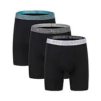 jinshi homme sous-vêtements ultra doux caleçon confort long boxers respirante underwear en bambou lot de 3 noir l