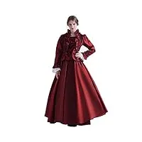 graceart femmes victorienne robe avec jupon medieval carnaval vêtements (xxl, rouge)