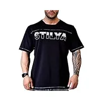 stilya sportswear company ragtop gym fitness shirt t-shirt musculation culturisme body-building manche courte homme 3227 noir l
