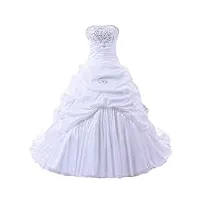 vantexi femme sans bretelles taffetas robes de mariée robe de bal robe de nuptiale blanc taille 36