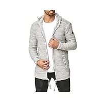 redbridge hommes cardigan à capuchon asymétrique oversize pull veste en tricot,gris,m