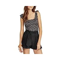 free people womens stay with you satin smocked tank top black s