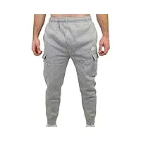 nike m nsw club pant cargo bb pantalon de sport homme, dk grey heather/matte silver/(white), fr : s (taille fabricant : s)