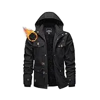 kefitevd veste polaire chaude pour homme manteau à capuche épais d'hiver veste coupe-vent avec 5 poches,noir,m