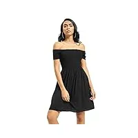 urban classics ladies smoked off shoulder dress robe, noir (black 00007), 3xl grande taille femme