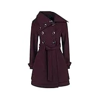 black premium by emp femme manteau d'hiver rouge foncé avec ceinture à nouer l
