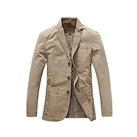 blouson homme veste jacket slim blazer veston casual, kaki (3 button), l