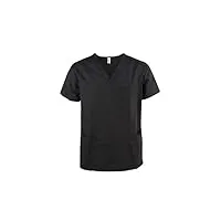jonathan uniform blouse de travail homme blouse médicale 3 poches, v col tenue infirmiere professionnelle manches courtes medecin clinique (noir, m)