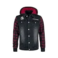 rock rebel by emp homme veste en jean noir et rouge xl