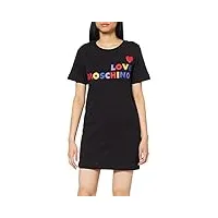 love moschino short sleeve dress_heart and multicoloured embossed logo print robe, (black c74), 38 (taille fabricant: 40) femme
