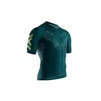 x-bionic twyce t-shirt maillot de compression de cyclism zippé manches courtes homme, pine green/amazonas green, fr : l (taille fabricant : l)
