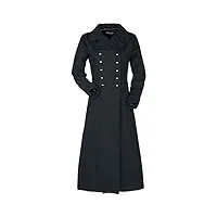 gothicana by emp femme manteau militaire long noir avec doubles boutons m