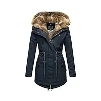 navahoo manteau d'hiver chaud pour femme - longue fourrure - b648 - bleu - medium