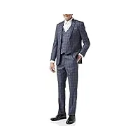hommes 3 pièces gris vérifiez costume retro vintage Élégant en forme classique formelle sur mesure [suit-hector-grey-44uk]