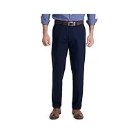 haggar pantalon décontracté pour homme sans fer kaki coupe droite à l'avant plat taille flexible - bleu - 33w x 30l