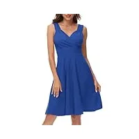 grace karin robe femme de cocktail vintage robe plissée sans manches col carré rétro bleu roi xl cl698-6