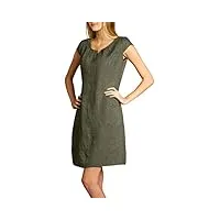 caspar skl020 robe d'été en lin pour femme longueur genoux jusqu'à la taille 52, couleur:vert olive, taille:l - fr42