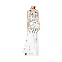 frock and frill gilda v-neck embellished maxi dress robe de soirée, blanc (white #111111), 36 (taille fabricant: 8) femme