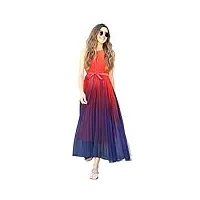 chicwish splendor of the sunset robe longue plissée en mousseline de soie pour femme orange violet, violet/petite taille, m/l