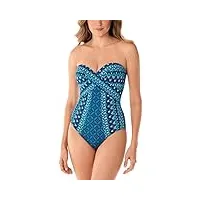 miraclesuit maillot de bain pour femme mosaica seville encolure amoureuse soutien-gorge armatures 1 pièce avec bretelles détachables - bleu - 44
