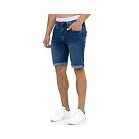 indicode caden - shorts en jean pour homme - avec 5 poches - 98 % coton - au look usé, délavé et destroyed - coupe droite - idéaux pour les loisirs pour homme., indigo moyen – normal., xxl