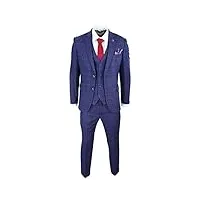 costume homme 3 pièces bleu à carreaux effet laine coupe ajustée pour mariage ou soirée