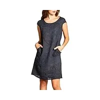 caspar skl022 robe d'été pour femme en lin imprimé paisley jusqu'à la taille 52, couleur:bleu foncé, taille:xxl - fr46