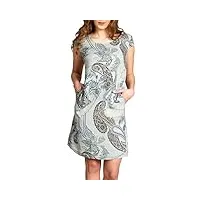 caspar skl022 robe d'été pour femme en lin imprimé paisley jusqu'à la taille 52, couleur:gris clair, taille:xl - fr44
