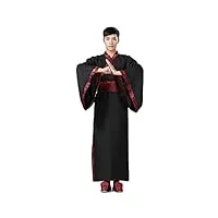 black sugar kimono japonais chinois traditionnel homme déguisement cosplay s-xxxl tunique longue (xl)