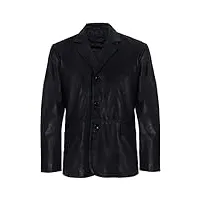 veste en cuir noir véritable ancien italien pour homme blazer 5xl