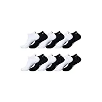 chaussette homme coton - lot de 12 - socquettes sportswear homme, respirantes, confortables, blanc, noir, taille 43/46