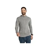 woolly clothing sweat à capuche zippé en laine mérinos pour homme poids moyen respirant anti-odeur, gris, medium