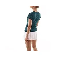 sportkind fille & femme tennis fitness sport t-shirt manches courtes col v protection uv upf 50+ respirant, vert pétrole., m