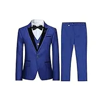 garçon costume 3 pièces classique slim fit mariage bal tuxedo veste pantalon et gilet,bleu,12 ans