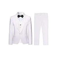 garçon costume 3 pièces classique slim fit mariage bal tuxedo veste pantalon et gilet,blanc,12 ans