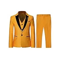 garçon costume 3 pièces classique slim fit mariage bal tuxedo veste pantalon et gilet,jaune,12 ans