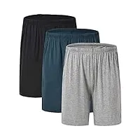 jinshi homme bas de pyjama vêtements de nuit Élastique court pantalon shorts modal avec poches 3pack-noir/gris/bleu xx-large
