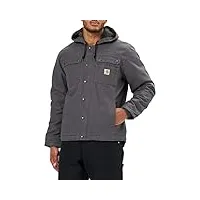 carhartt veste de travail en toile lourde délavée avec doublure sherpa coupe décontractée homme, gris (gravel), xl