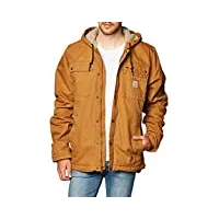 carhartt veste de travail en toile lourde délavée avec doublure sherpa coupe décontractée homme, marron (carhartt brown), l